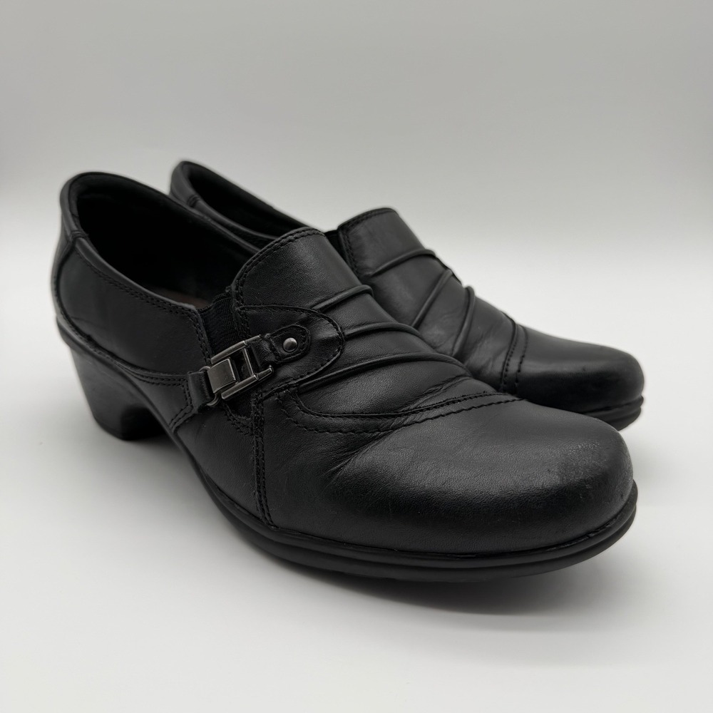 Earth Origins Women's Roxanne Slip-On Comfort Buckle Black Leather Size 8